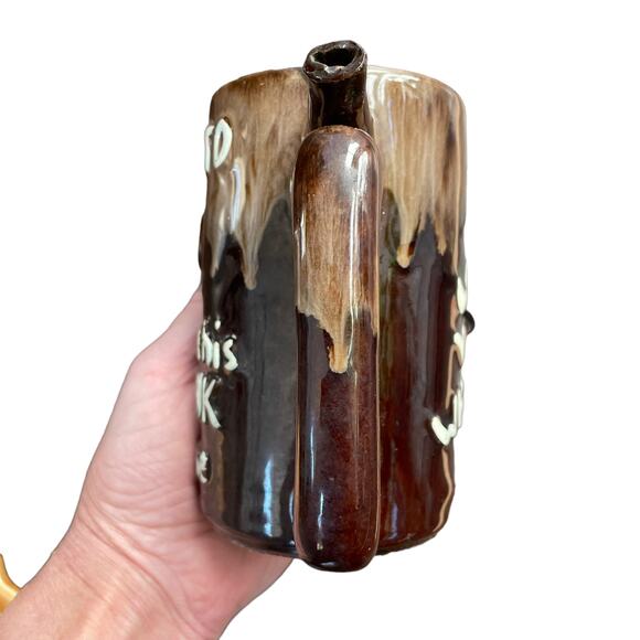Vintage Redware Wet Your Whistle Beer Mug Novelty Man Gift Bar Ceramic Stein - Picture 7 of 16